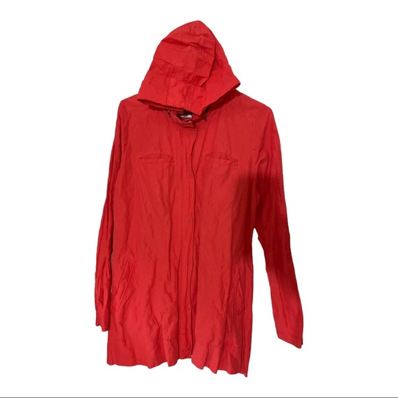 Eileen fisher stand collar hidden hood jacket zipper and snap front size medium - Picture 11 of 13